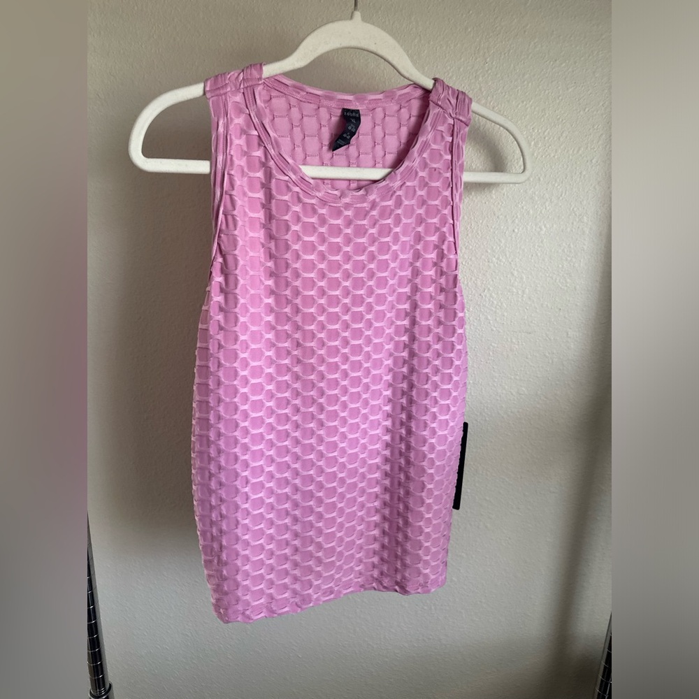 ZOBHA MILLIE TANK. Pink Textured Sleeveless Top.